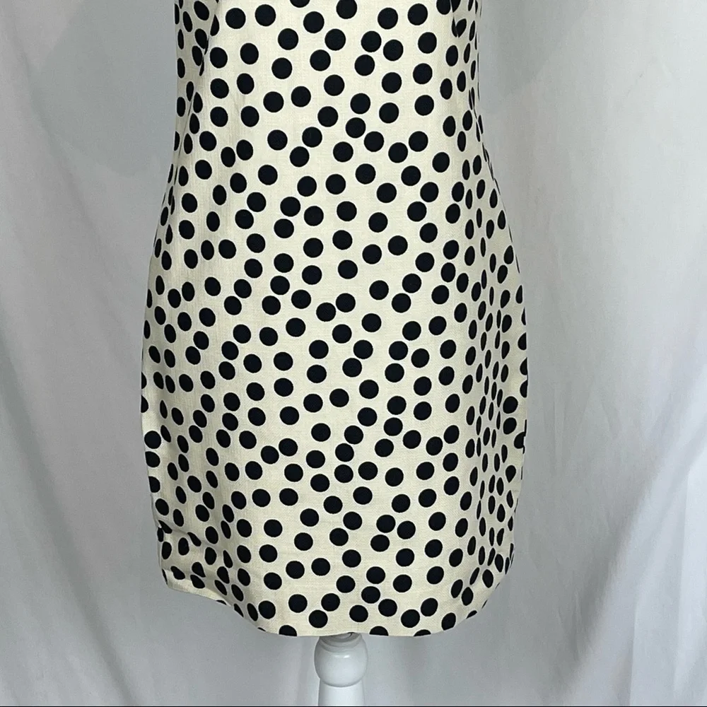 J Crew 100% Cotton Cream & Black Polka Dot Dress - Picture 4 of 11